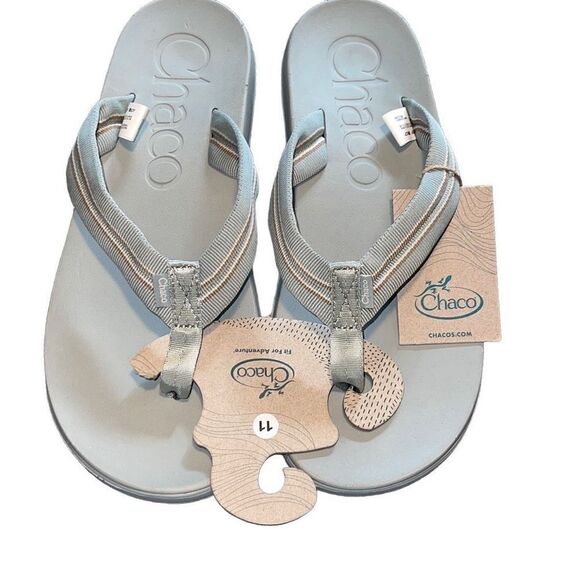 Chaco Womens Chillos Flip Flop Sandals Slip On Stripe Strap Sadie Aqua Gray Size main image 6